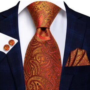 Men's Necktie with Handkerchief & Cufflinks